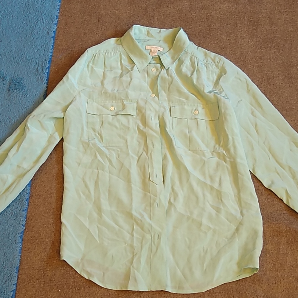 J. Crew Blythe Silk Blouse Mint Green Size 4